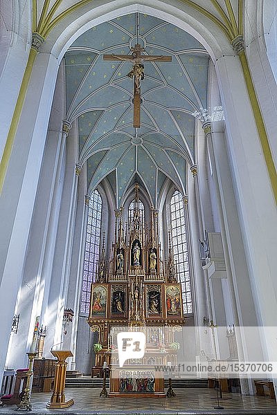 Hauptaltar  Gotische Kirche St. Johannes  Erding  Oberbayern  Bayern  Deutschland  Europa