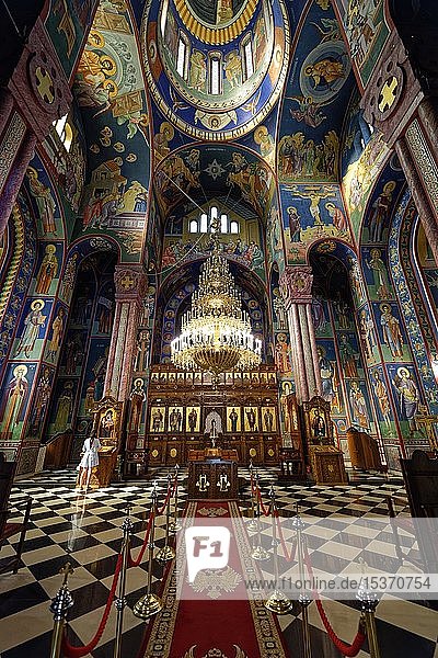 Frescoed interior  sanctuary  Church of Cyril and Methodius  Ljubljana  Slovenia  Europe