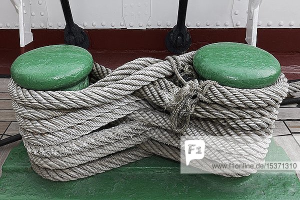 Bollard  wrapped in rope  on the four-mast barque Passat  Lübeck-Travemünde  Lübeck Bay  Baltic Sea  Schleswig-Holstein  Germany  Europe
