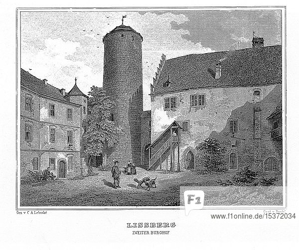 Lissberg  Steigerwald  Oberfranken  Zeichnung von C.A. Lebschée  Kupferstich von Riegel  Stahlstich von 1840-54  Königreich Bayern  Deutschland  Europa