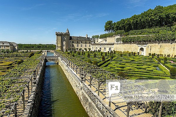 Schloss Villandry und seine Gärten  Departement Indre-et-Loire  Centre-Val de Loire  Frankreich  Europa