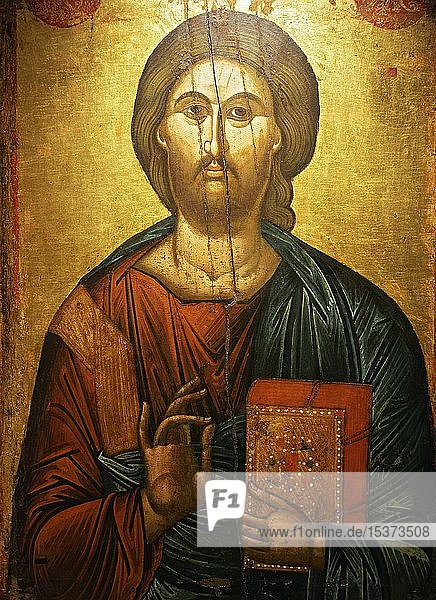 Christus mit Bibel  Ikone  Ikonenmuseum Antivouniotissa  Korfu-Stadt  Insel Korfu  Ionische Inseln  Griechenland  Europa
