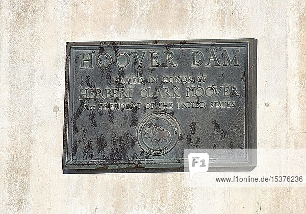 Schild Hoover Dam Hoover Talsperre Arizona Nevada USA Nordamerika