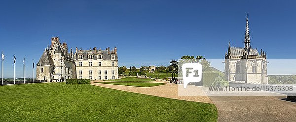Renaissanceschloss von Amboise und Kapelle Saint-Hubert  Loire-Tal  Departement Indre-et-Loire  Centre-Val de Loire  Frankreich  Europa