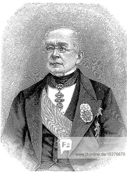 Alexander Michailowitsch Gortschakow  15. Juli 1798  11. März 1883  russischer Diplomat und Staatsmann  1890  historische Illustration  Russland  Europa