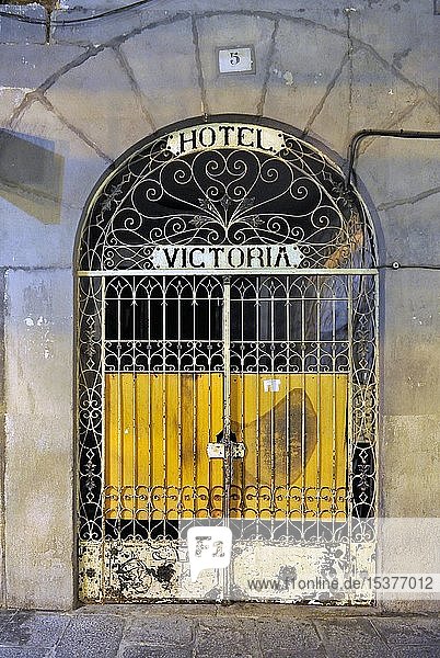 Closed gate of Hotel Victoria  Segovia  Castile and Leon  Spain  Europe