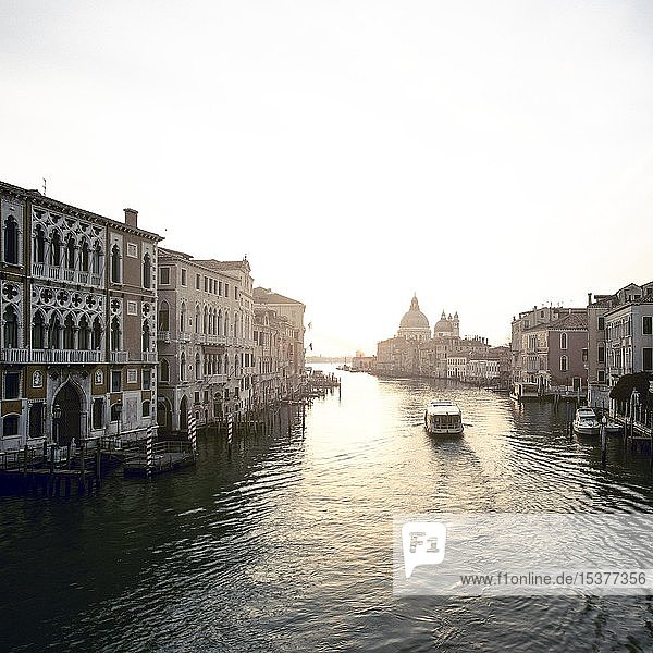 Sonnenaufgang am Canal Grande von der Ponte dell'Accademia  Venedig  Italien  Europa