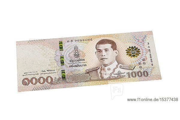 One thousand thai Baht  banknote  white background  Thailand  Asia