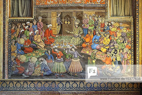 Fresco  Shah Abbas I receiving Vali Mohammad Khan ruler of Turkestan in 1621  Chehel Sotoun  Esfahan  Iran  Asia