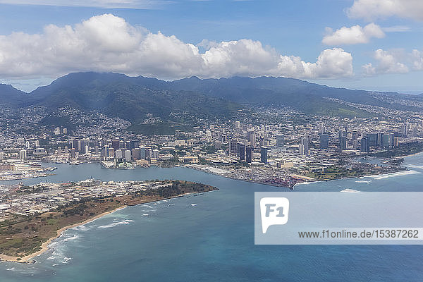 USA  Hawaii  Oahu  Honolulu  Waikiki Beach  Aerial view