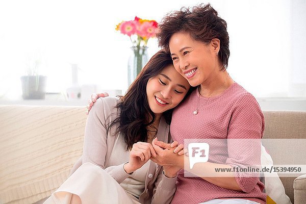 Happy mother and daughter