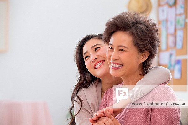 Happy mother and daughter