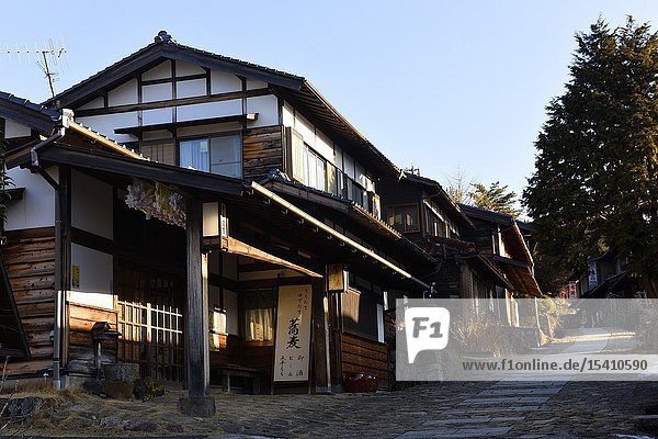 Houses along the main street of Magome Kiso Valley Japan Asia.