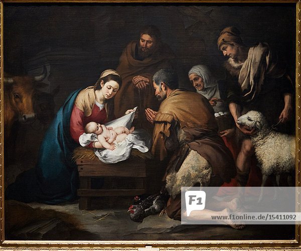 'The Adoration of the Shepherds'  1650  Murillo  Bartolomé Esteban  Prado Museum  Madrid  Spain  Europe