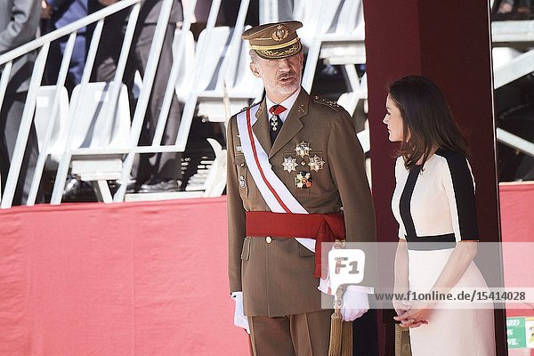 King Felipe VI of Spain Queen Letizia of Spain attends 175th anniversary of the founding of the Guardia Civil at Royal Palace on May 13 2019 in Madrid Spain