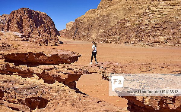 Stone Bridge Wadi Rum Desert Jordan.