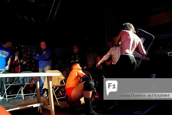 Kiel Germany - December 08 2018. The Purge Match (TLC) between Muskelkater and Purge Club for the Maximum Tag Team Titles