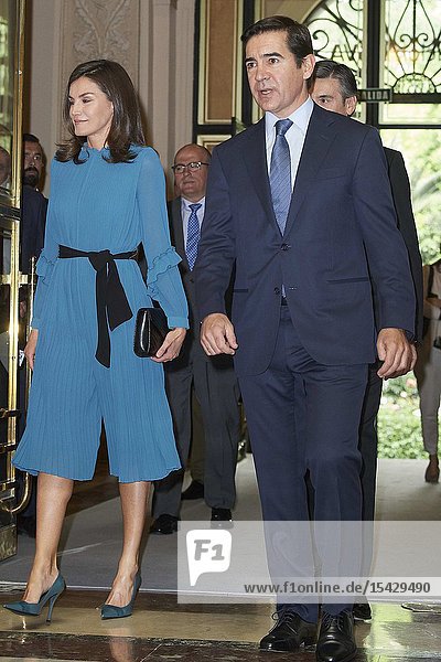 Queen Letizia of Spain attends 'Exceptional Women the value of an opportunity’ at Headquarters of the BBVA Microfinance Foundation on May 23 2019 in Madrid Spain