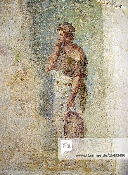 Roman fresco wall decoration frangmet from a Rome Villa  Rome. Museo Nazionale Romano ( National Roman Museum)  Rome  Italy.