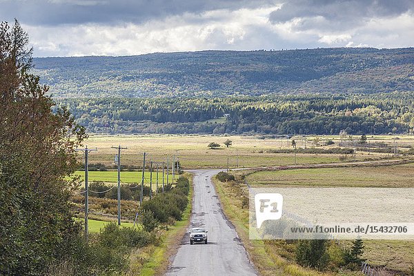 Canada New Brunswick Bay of Fundy Derrys Corner country road.