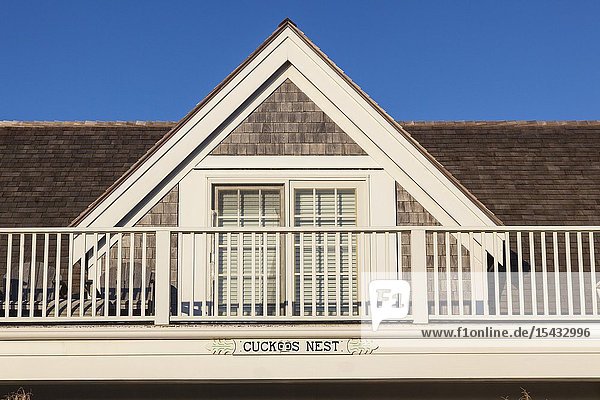 USA New England Massachusetts Nantucket Island Siasconset village cottage window detail Cuckoos Nest.