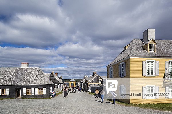 Canada Nova Scotia Louisbourg Fortress of Louisbourg National Historic Park reconstructed buildings looking towards The Frederic Gate.