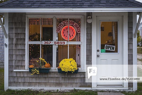 USA Maine Stonington village hair stylist shop.