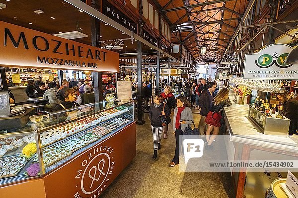 Mercado de San Miguel. Typical gastronomic market specialized in tapas. Madrid city Spain. Europe.