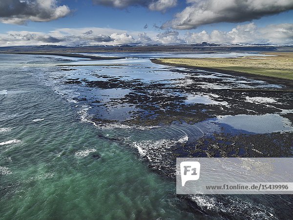 Coastline Sellfoss South Coast Iceland. This image is shot from a helicopter.