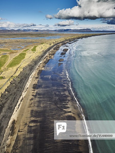 Coastline Sellfoss South Coast Iceland. This image is shot from a helicopter.