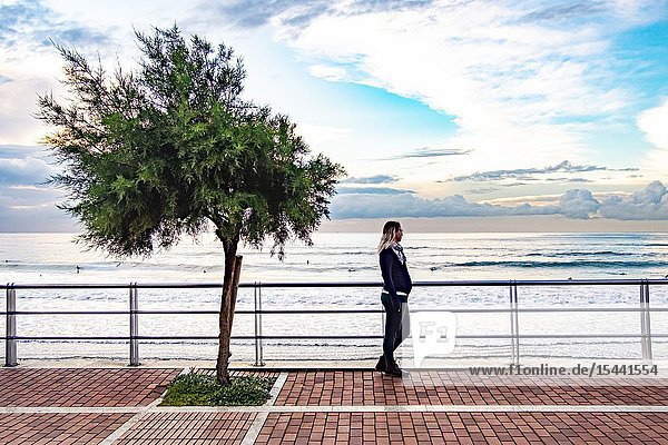 Pregnant woman enjoying the coastline of Gran Canaria.