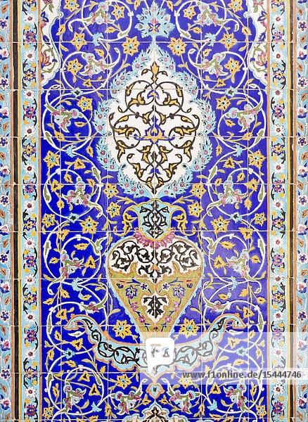 Tilework at the Golestan palace Tehran Iran.