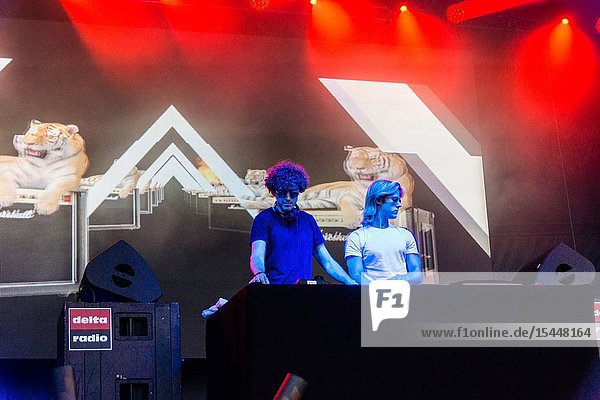 Kiel Germany - June 25th 2019: The French deep house duo Ofenbach is performing on the Hörn Stage