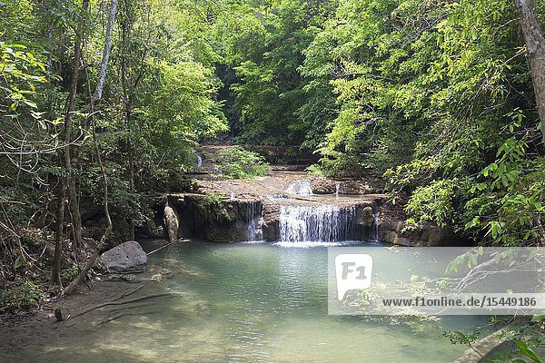 Waterfall in Erawan national park  Kanchanaburi province  Thailand.