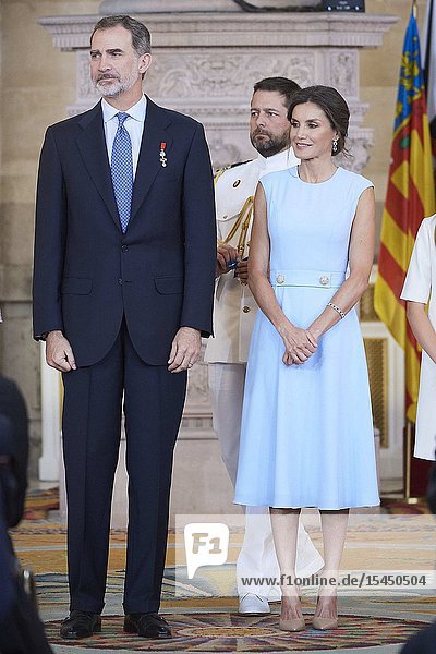 King Felipe VI of Spain Queen Letizia of Spain attends 'Order of the Civil Merit' ceremony at Royal Palace on June 19 2019 in Madrid Spain