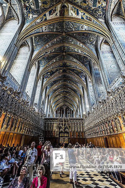 Tourists inside of Albi Cathedral (Tarn Department Occitanie Region France)