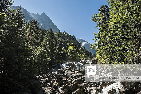 Marcadau river in Jéret Valley Pyrenees national Park (Hautes-Pyrénées Department Nouvelle-Aquitaine Region France)