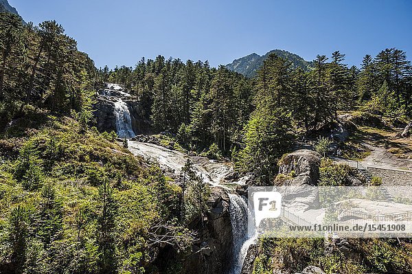 Pont d'Espagne waterfalls in Pyrenees national Park (Hautes-Pyrénées Department Nouvelle-Aquitaine Region France)