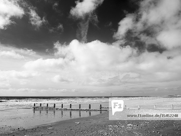 In infrared image of Bracklesham Bay and the beach at East Wittering on the West Sussex coast  England.