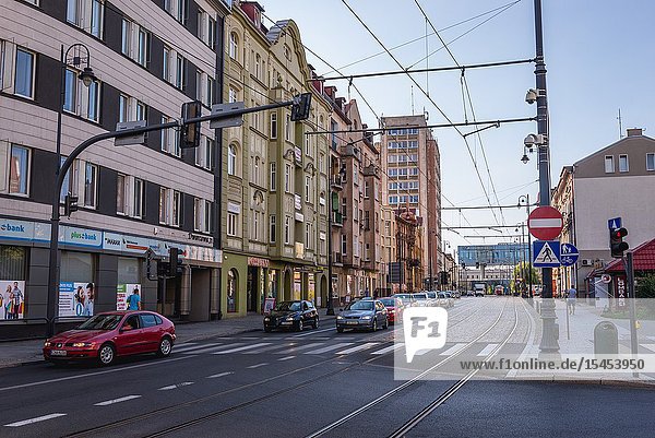 Dworcowa Street in Bydgoszcz city Poland.