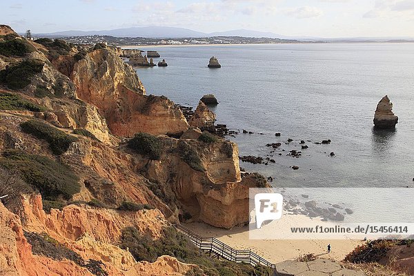 Portugal Algarve Lagos Praia do Camilo cliffs scenery .