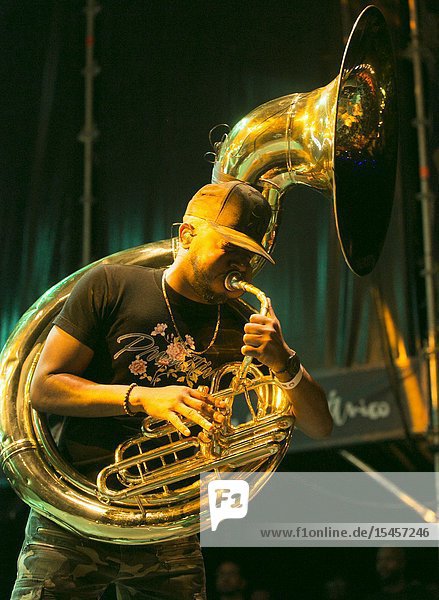 Madrid  Spain-July 5: Tuba Gooding Jr. of The Roots performs on stage at the Noches del Botanico festival on july 5  2019 in Madrid  Spain (Photo by Angel Manzano)