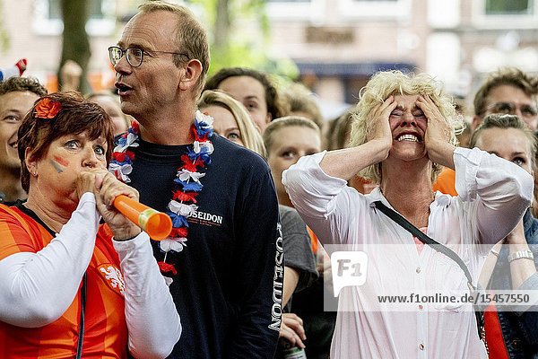 UTRECHT - Dutch fans watching the final of the World Cup in the streets of Utrecht. The Netherlands - USA.