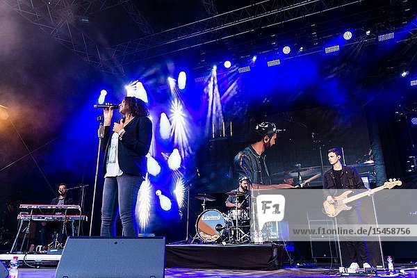 Kiel Germany - June 22nd 2019: Cassandra Steen & Band are performing on the Rathaus Stage during Kiel Week 2019