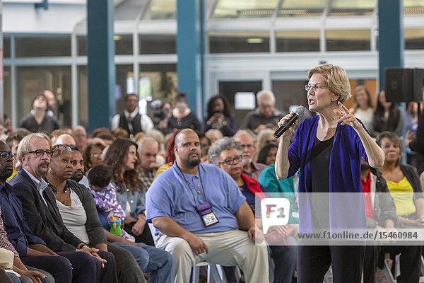 Detroit Michigan - Senator Elizabeth Warren holds a 'community conversation' in Detroit as part of her campaign for the 2020 Democratic presidential nomination.