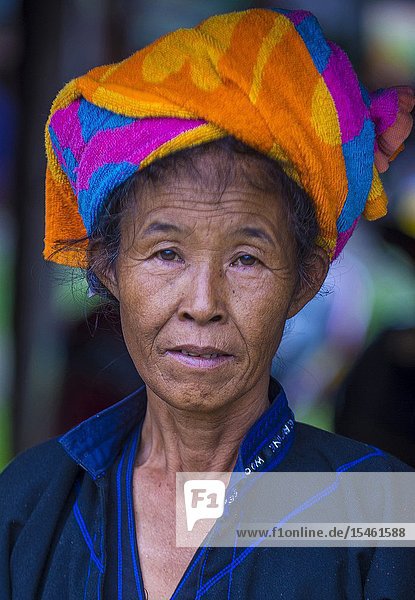 Portrait of Pao tribe woman in Shan state Myanmar.