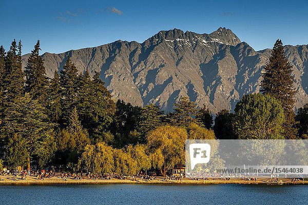 Queenstown Beach At Sunset Otago South Island New Zealand.
