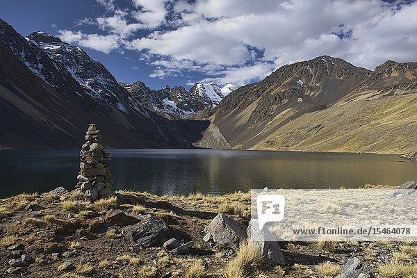 View of Cabeza del Condor and Laguna Juri Khota on the Cordillera Real Traverse Bolivia.