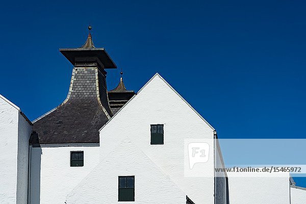 View of Lagavulin Distillery on island of Islay in Inner Hebrides of Scotland UK.