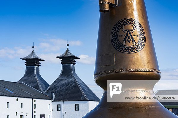 View of Ardbeg Distillery on island of Islay in Inner Hebrides of Scotland UK.